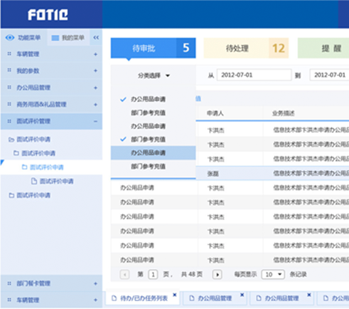 中國信托OA系統用戶界面設計